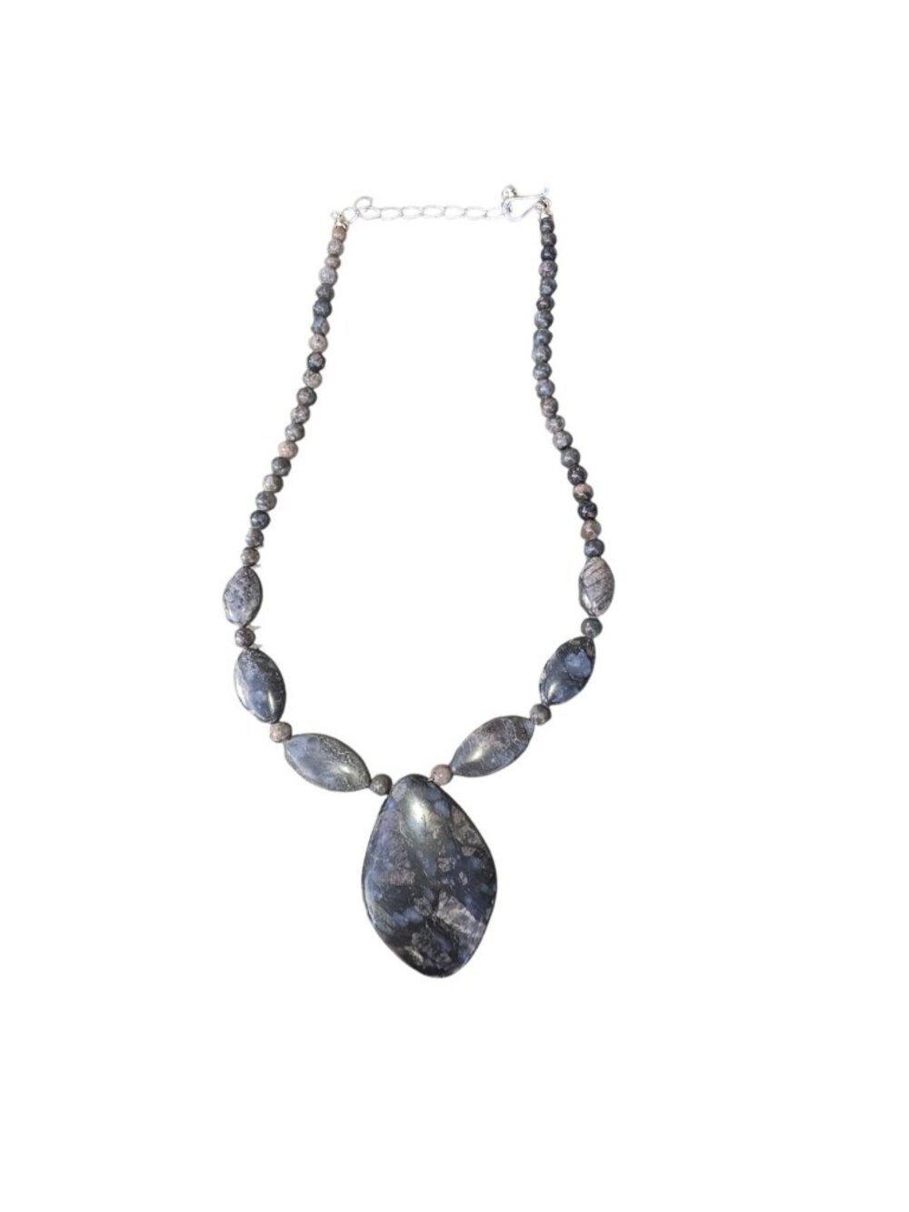 Jay King HSN Mine Finds Blue & Gray Stone Beaded Necklace Sterling With Box - Picture 4 of 5